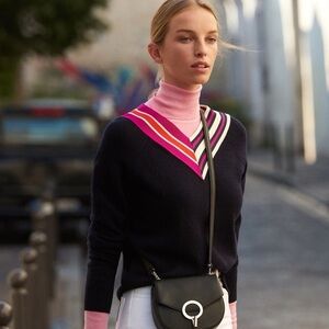 Sandro Paris Nepeta Striped V-Neck Sweater